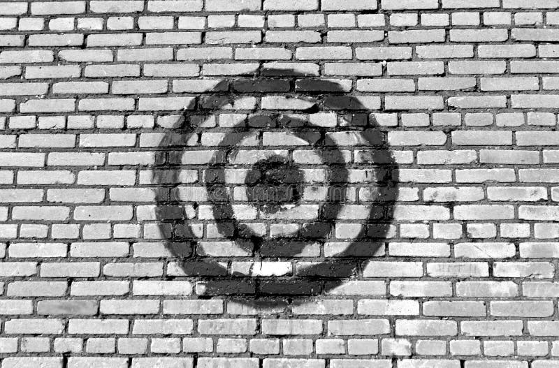 Black and White Target on Brick Wall. Stock Image Image of frame