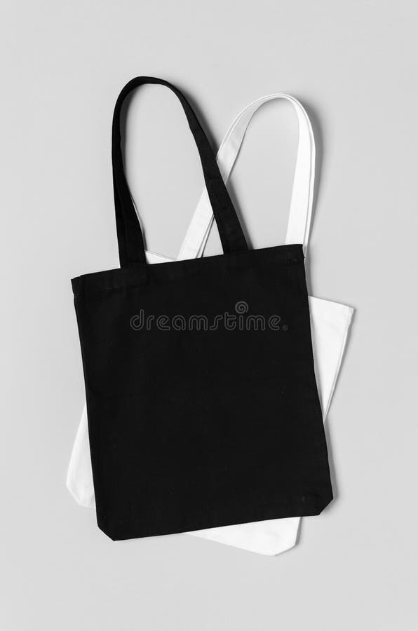 White Tote Bag Mockup on a Grey Background Stock Image - Image of ...