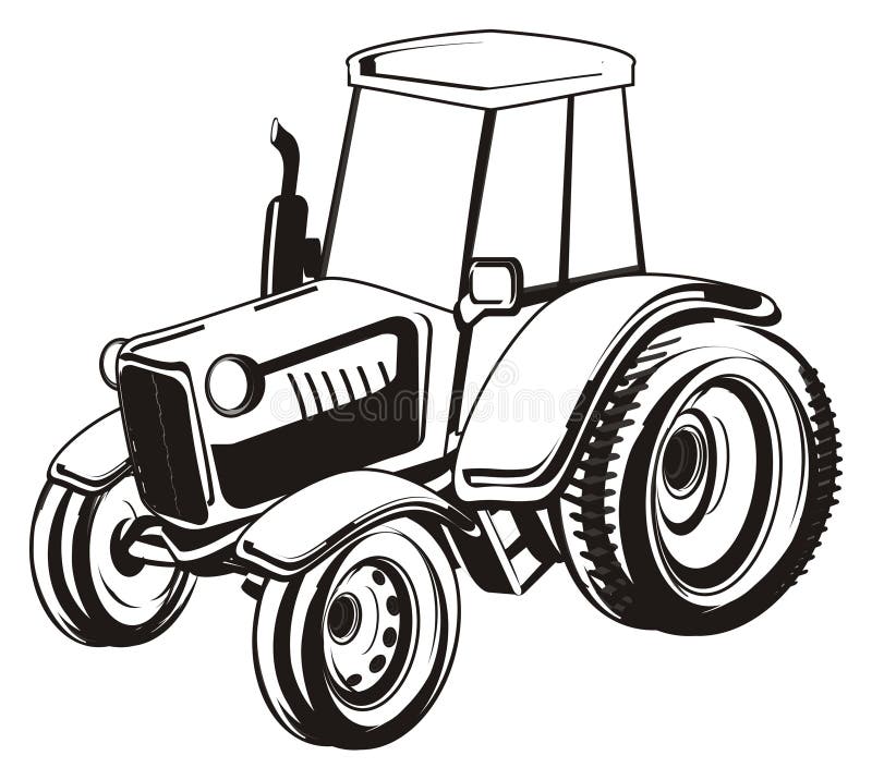 Tractor black and white stock vector. Illustration of digging - 5049591