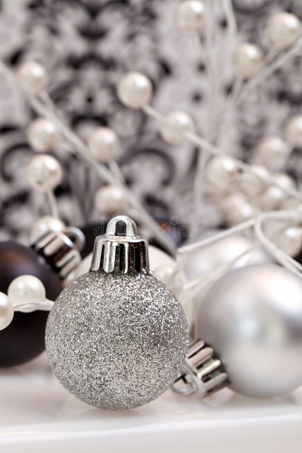 Black and White Trendy Christmas Ornaments Stock Image - Image of ...
