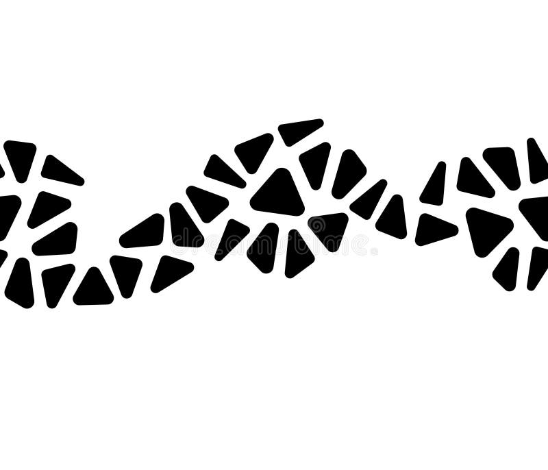Black and white triangle shape mosaic geometric seamless border pattern, vector royalty free illustration