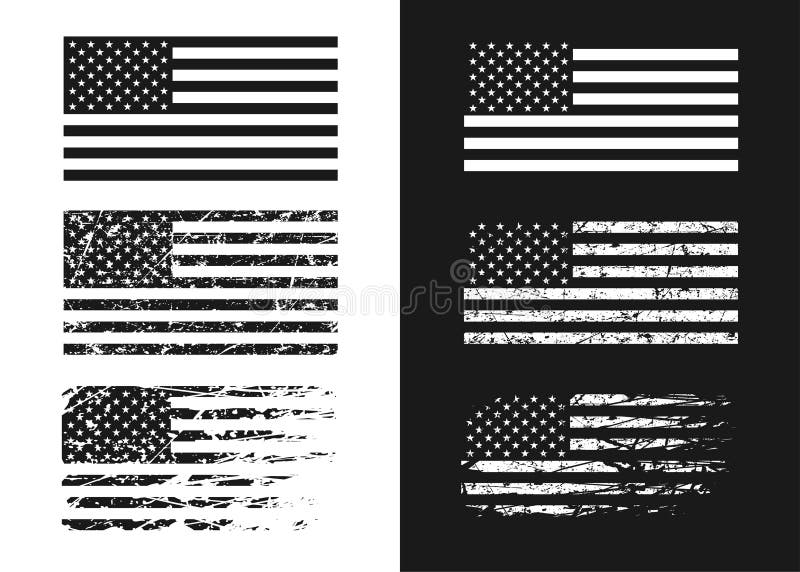 Bianco e nero Stati Uniti d'America bandiere.