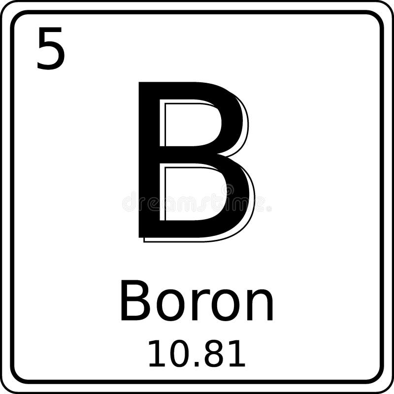 Black And White Vector Graphic Of The Symbol Of The Boron (B) Element ...