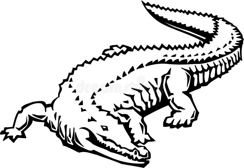 clipart crocodile black and white