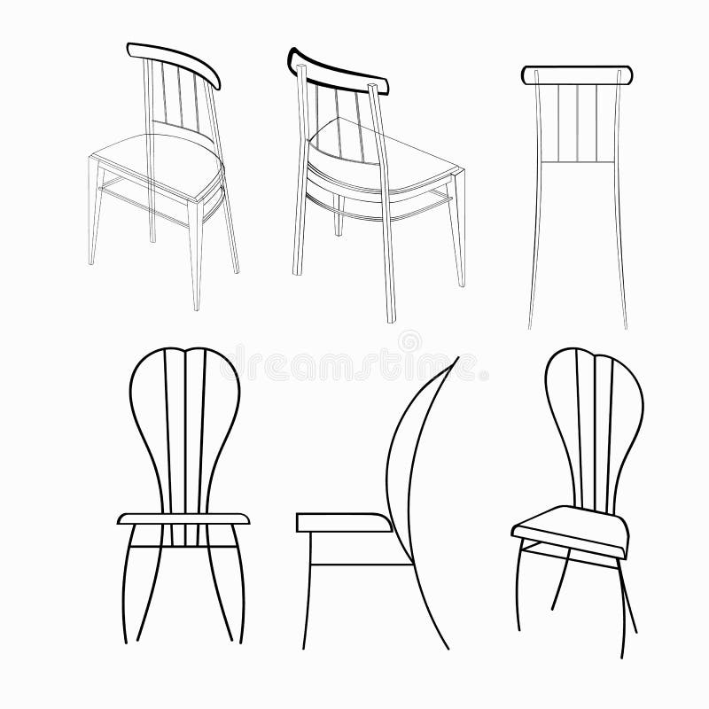 Two Chairs Line Drawing Stock Illustrations 89 Two Chairs Line