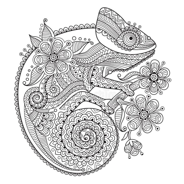 Black White Chameleon Stock Illustrations – 3,069 Black White Chameleon
