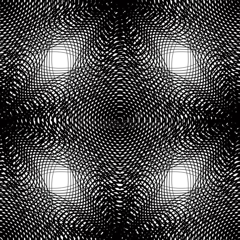 Black and White Vector Ornamental Pattern, Seamless Art Backdrop Stock