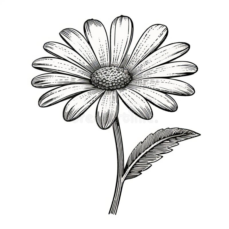 Isolated Daisy Flower Vector Illustration In The Style Of Laurie Lipton