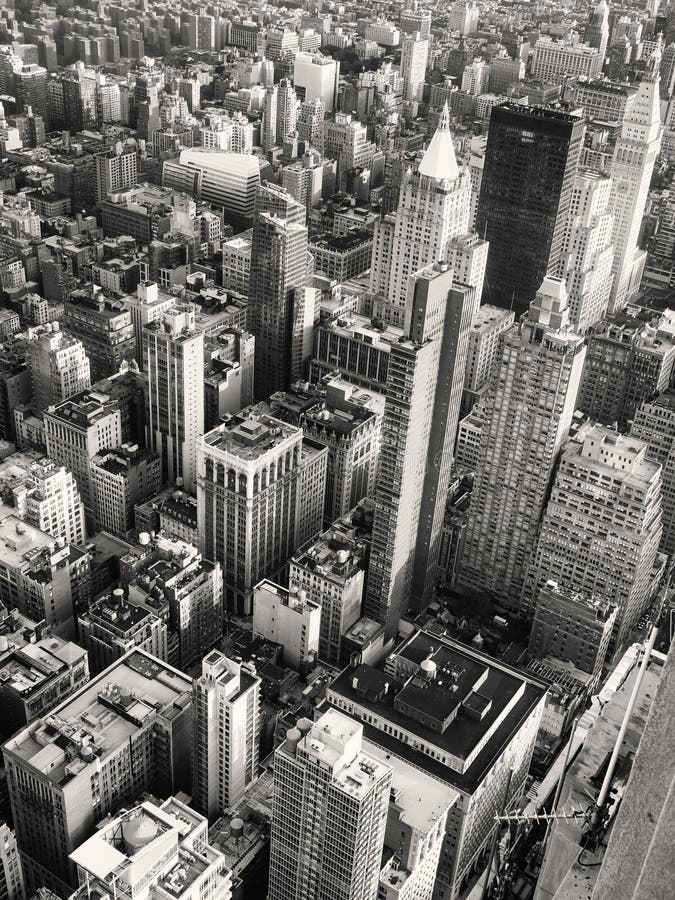 Black and white view of midtown Manhattan in New York