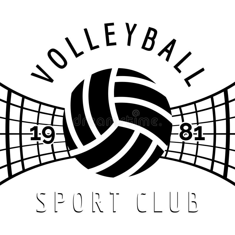 Black and white volleyball emblem