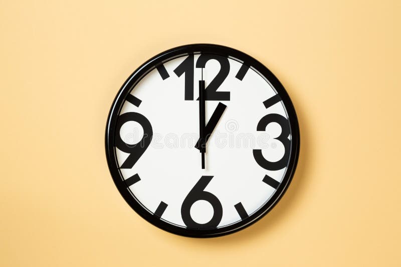 Black And White Wall Clock With Large Numbers Show Five O Clock Stock Image Image Of Deadline Minute Black And White Wall Clock With Large Numbers Show Five O Clock Stock Image Image Of Deadline Minute