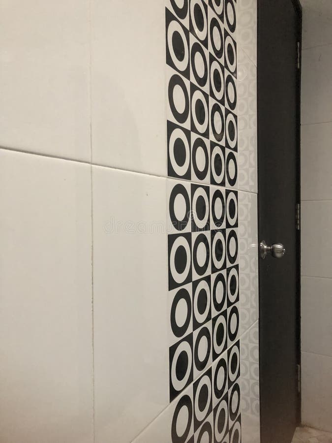Black and White Wall in the Bathroom Stock Image - Image of font ...
