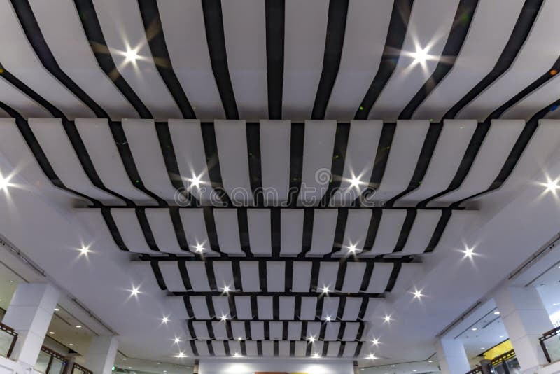 Black and White Wavy Ceiling Stock Image Image of space, modern