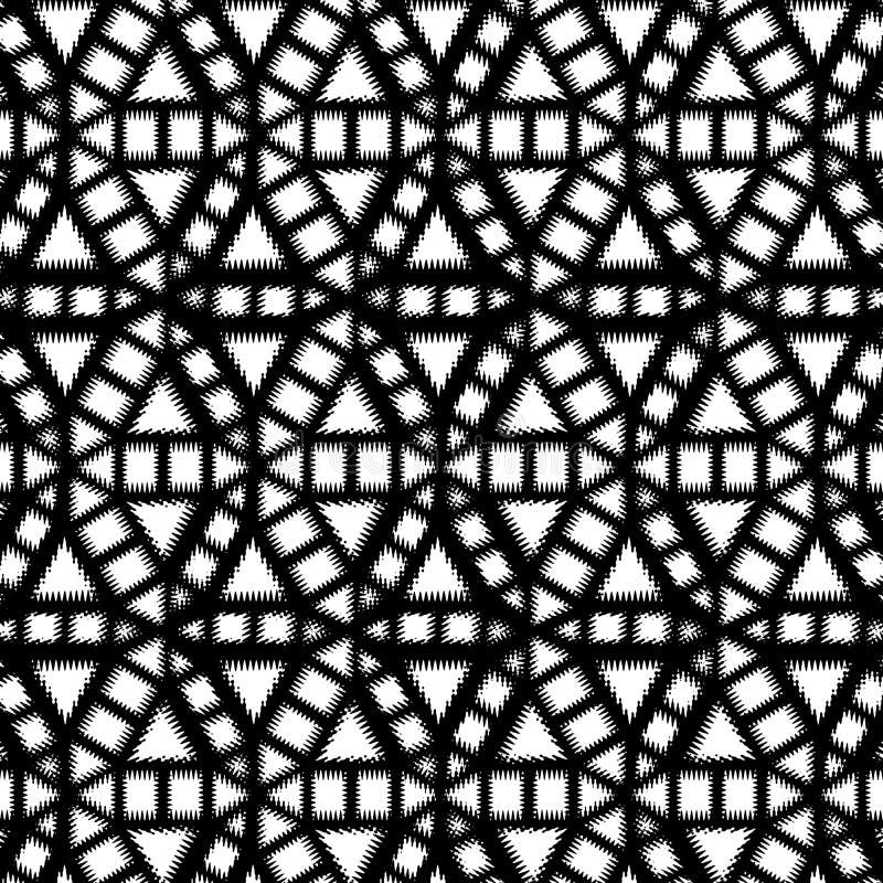 Black and White Wavy Geometric Medallion Pattern Illustration stock illustration