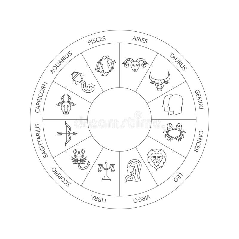 Black White Zodiac Circle stock vector. Illustration of mystic - 254248677