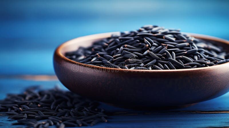Black Wild Rice in a Bowl. AI Generated Image Stock Illustration