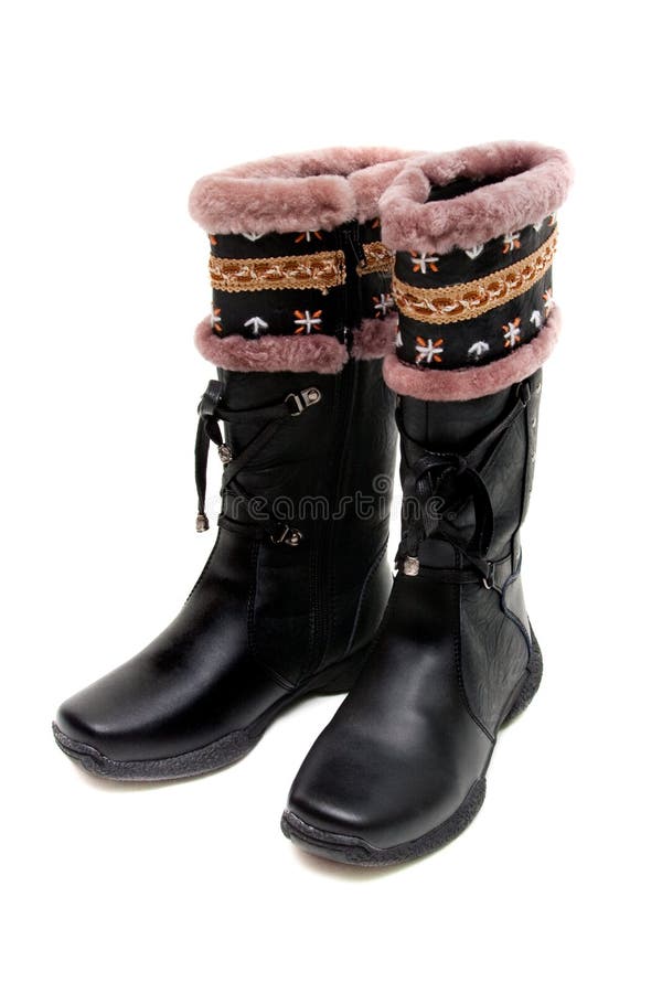 Black winter boots stock photo. Image of black, girlish 12459808