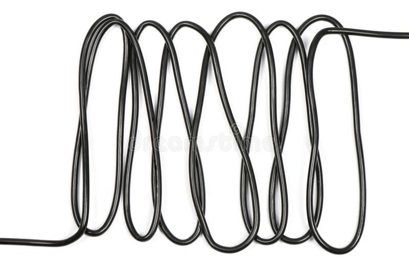 Black Wire Isolated on White Background Abstraction. High Resolution