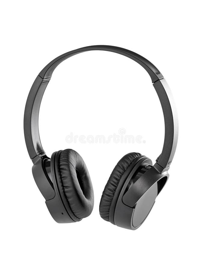 Black Wireless Headphones on Desk Stock Image Image of listening