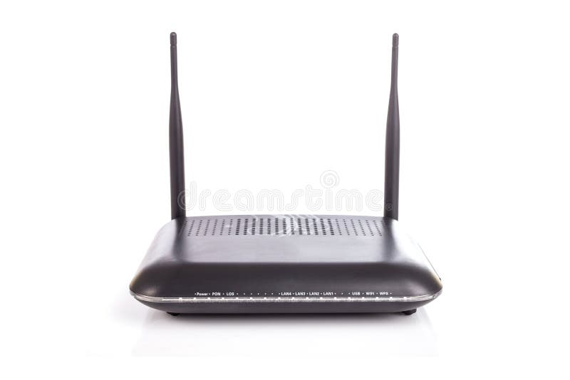 Black Wireless Router isolated on white background