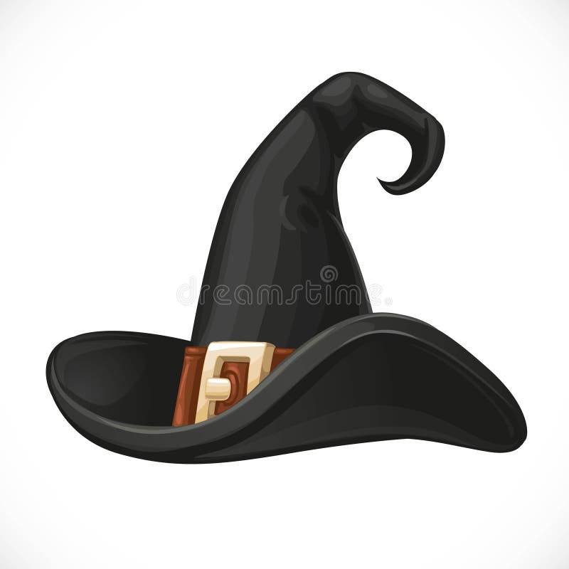 Black Witch Hat with Shiny Buckle Isolated on a White Stock Vector Illustration of halloween