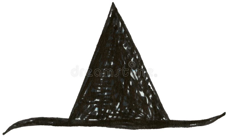 Black Witch Hat Whimsical Illustration royalty free illustration