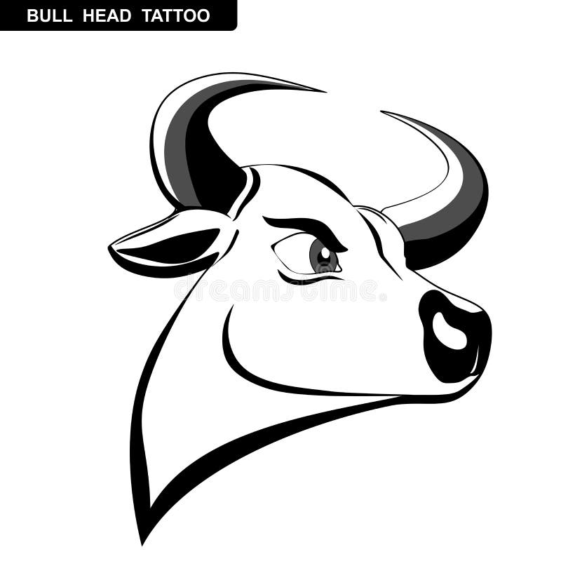 Illustration of a Bull Head Cartoon Tattoo Stock Vector - Illustration of  cartoon, bull: 180674180