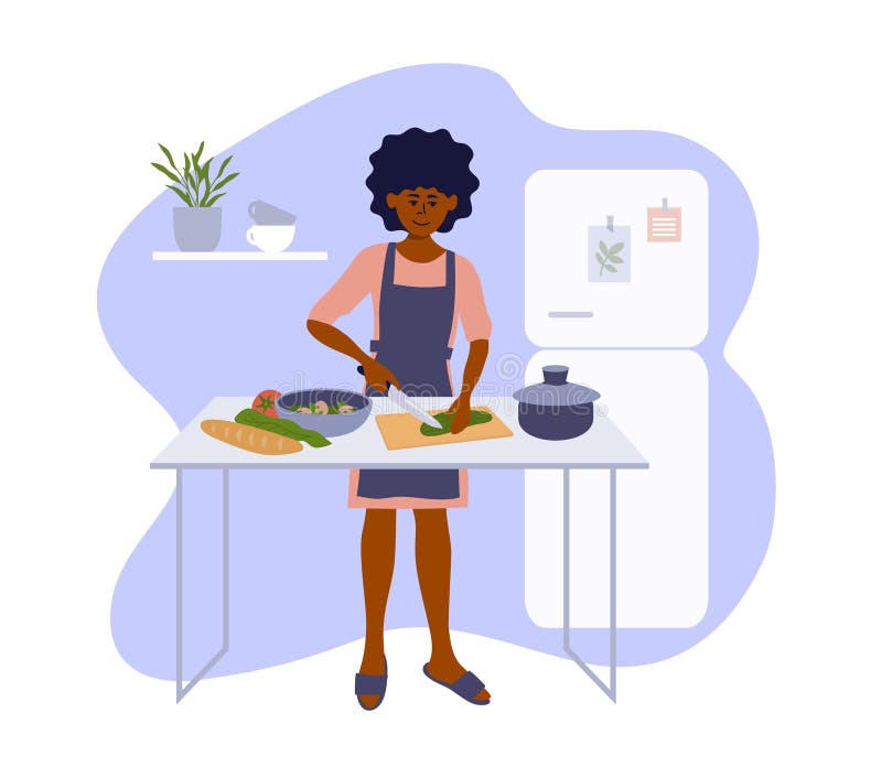 black woman cooking clipart