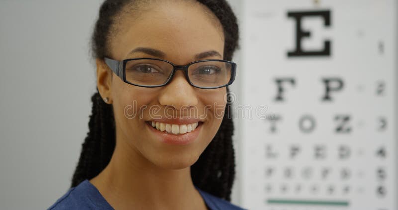Black Woman Wearing Glasses Smiling Stock Image Image Of Attractive