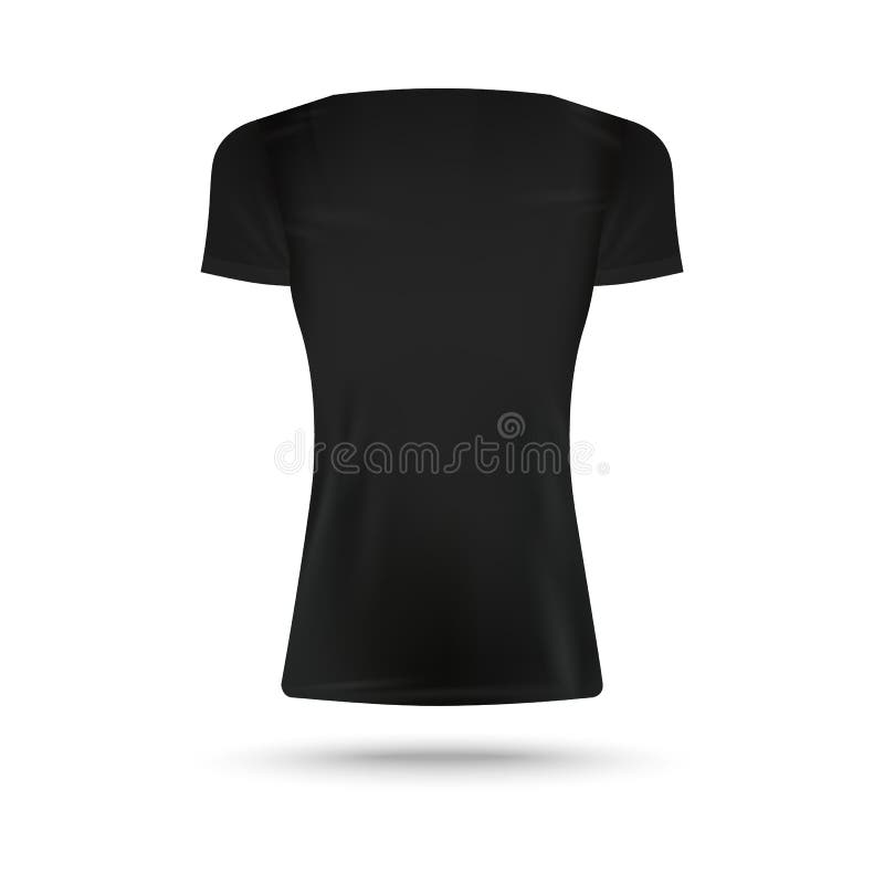 Download Black Women`s T-shirt From Back View - Realistic Blank ...