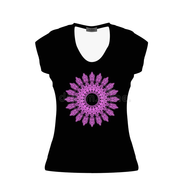 Download Black Women T-shirt With Serenevoy Mandala. Mockup. Vector ...