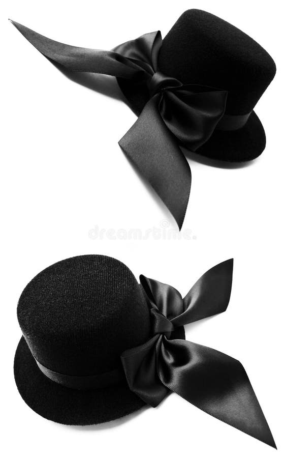 Black Womens Top Hats With Bows Stock Photo Image of bows, satin