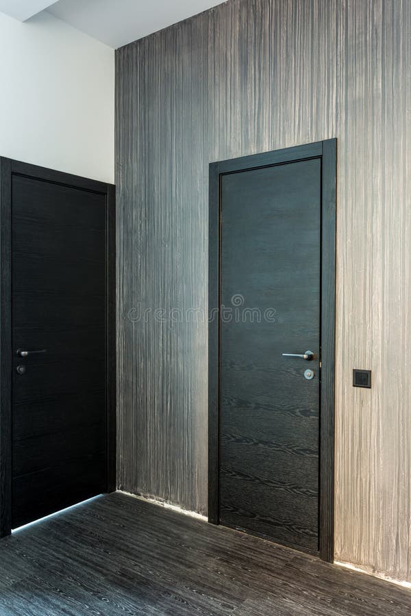 Black Wooden Door in Dark Style Color for Modern Interior and Apartments  Flat or Office Stock Image - Image of doors, entrance: 204109021