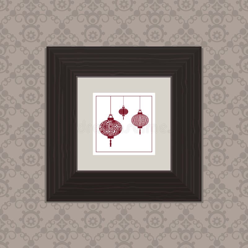 Black wooden picture frame stock illustration