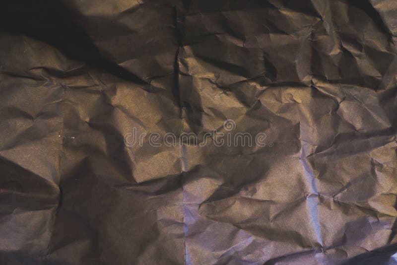 Black wrinkled paper texture stock photo