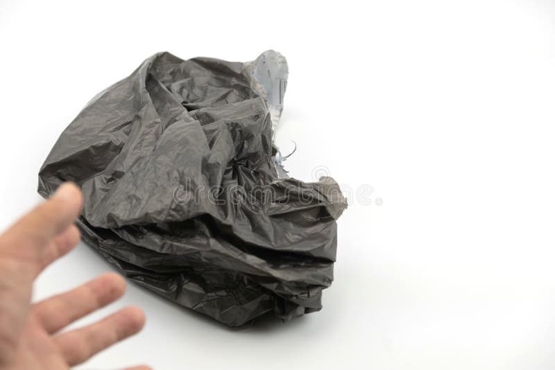 Black wrinkled plastic stock image