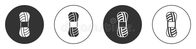 Black Yarn Icon Isolated on White Background. Label for Hand Made, Knitting  or Tailor Shop. Circle Button Stock Vector - Illustration of knitting,  needle: 217202487