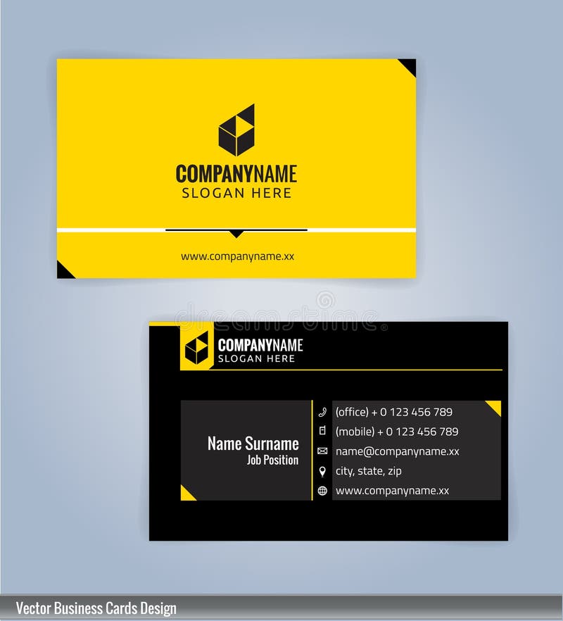 Black and yellow Modern creative and clean business card Design template. stock illustration Black and yellow Modern creative and clean business card Design template. stock illustration