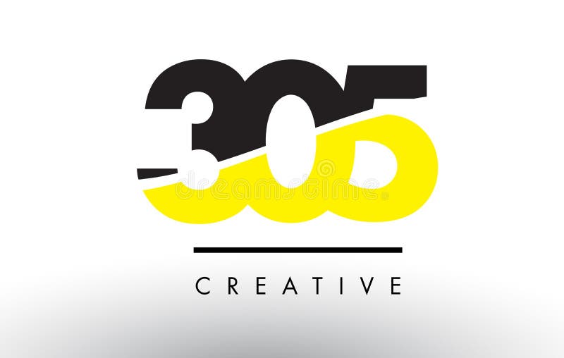 305 Black and Yellow Number Logo Design.