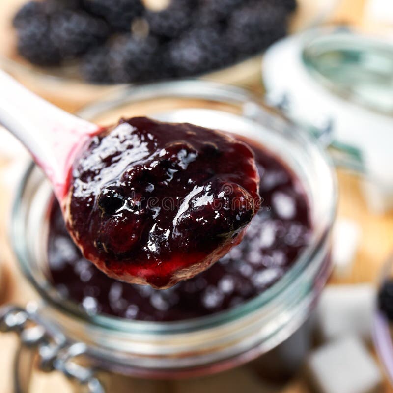 Blackberry jam in a jar stock image. Image of fruit, delicious 88533255