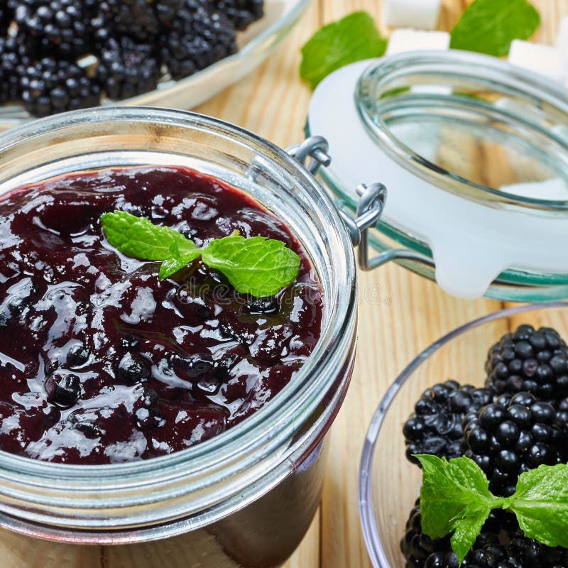 Blackberry jam in a jar stock photo. Image of confiture 89025176