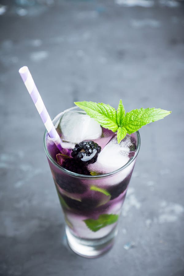 Blackberry Mojito Cocktail on the Rustic Background Stock Image - Image ...