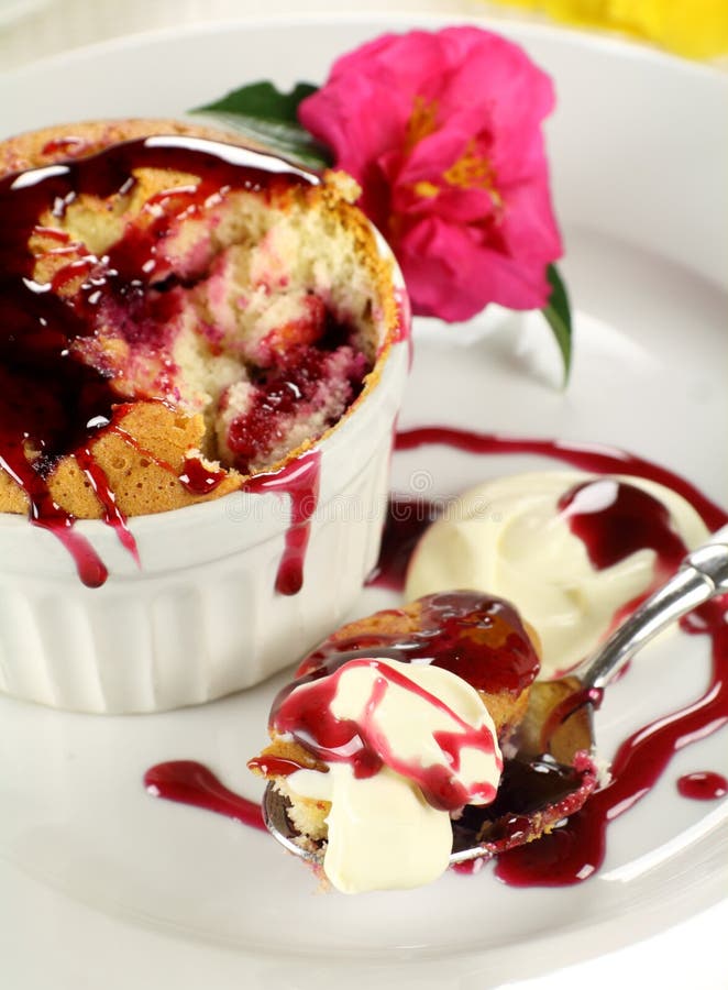 Blackberry Sponge Pudding royalty free stock photo