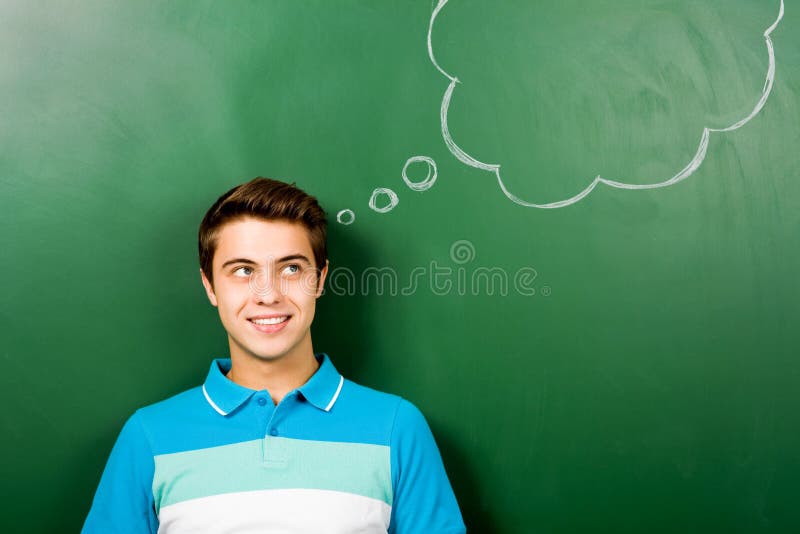 blackboard bąbla mężczyzna następna trwanie myśl obraz royalty free blackboard bąbla mężczyzna następna trwanie myśl obraz royalty free