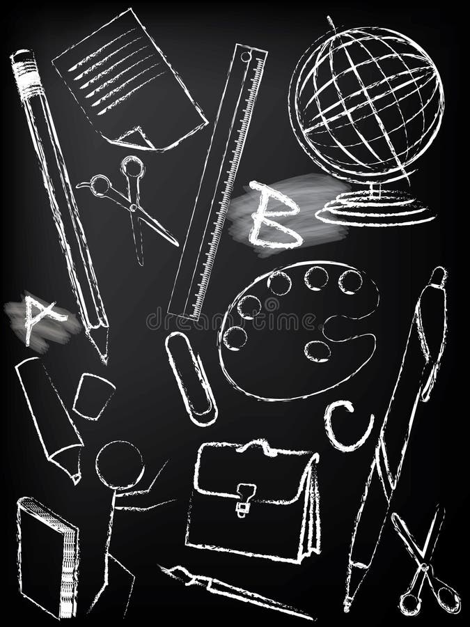 Blackboard with children sketch stock illustration