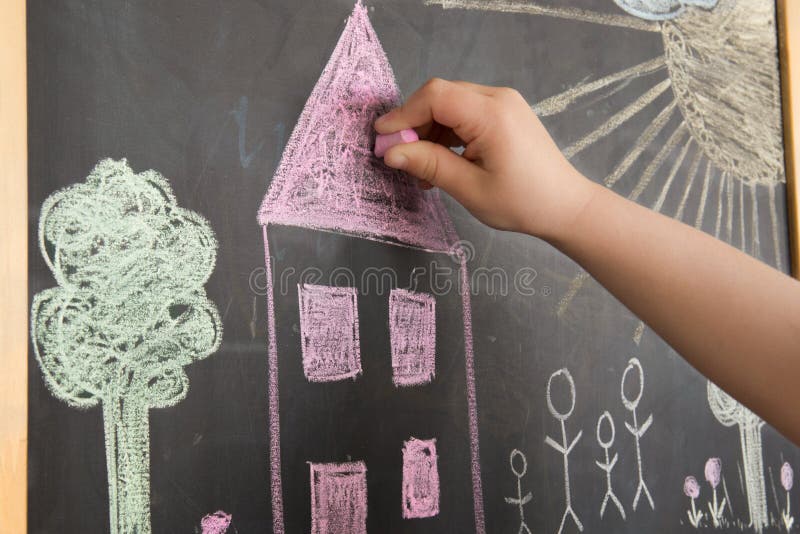 Blackboard dziecka rysunek fotografia royalty free