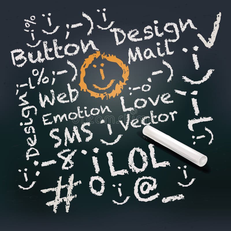 Blackboard i kreda z emoticons ilustracji Blackboard i kreda z emoticons ilustracji