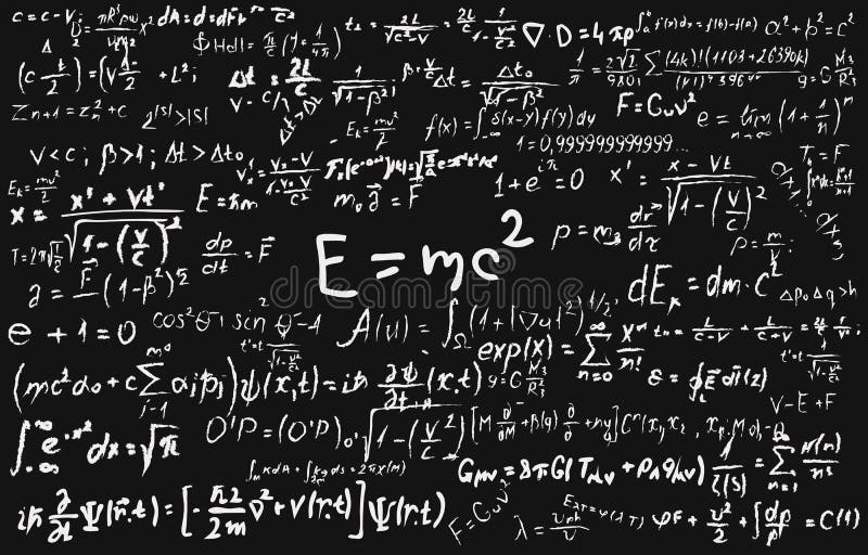 Blackboard inscribed with scientific formulas and calculations in physics and mathematics. vector illustration Blackboard inscribed with scientific formulas and calculations in physics and mathematics. vector illustration