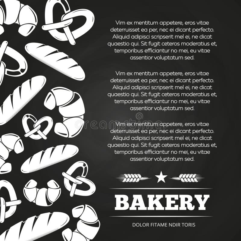 Blackboard Poster with Bread and Croissant Bakery Chalkboard