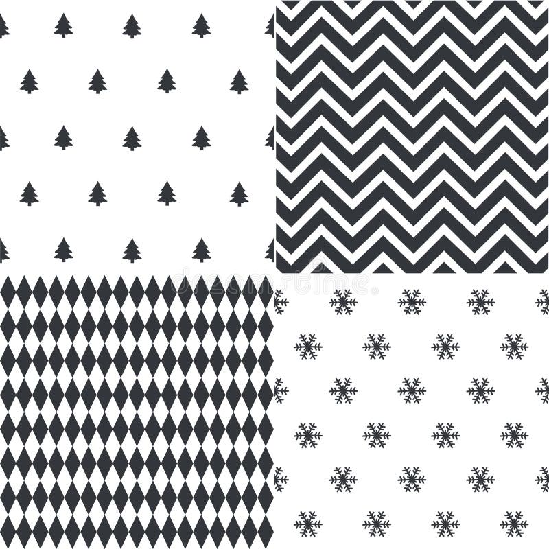 Winter Christmas vector seamless patterns stock illustration